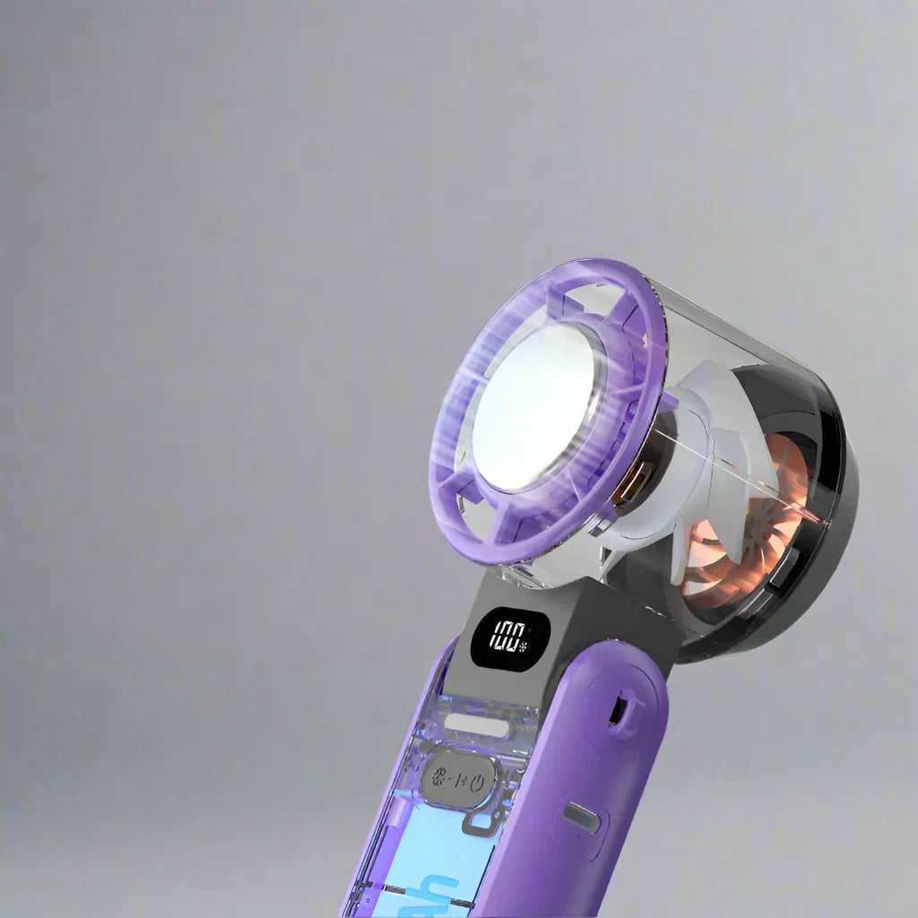 Carvallo Handfläkt med Ice-Cool-teknologi | 100 hastighetssteg | 3600mAh batteri | Fällbar & Ultralätt Carvallo