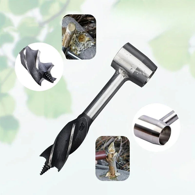 Carvallo Handbohrer FerroDrill | Utomhus överlevnadsverktyg | Robust kolstål | 16,5 cm Carvallo