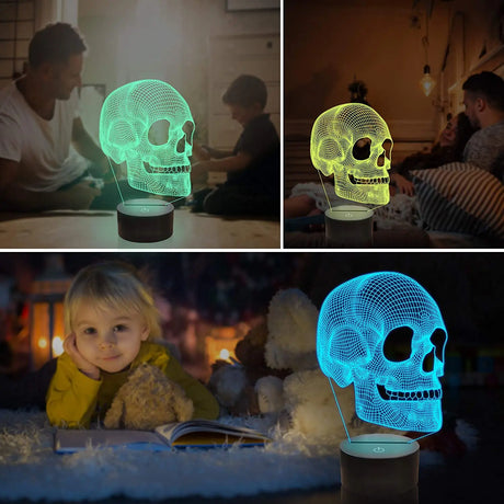 GlowSkull - 3D LED Nattlampa för Barn med Färgändring och Fjärrkontroll Carvallo