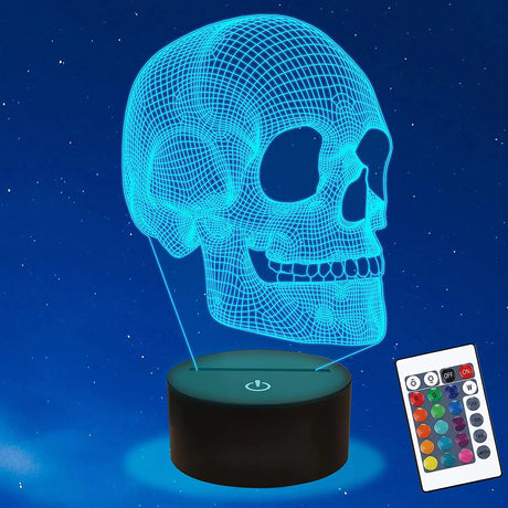 GlowSkull - 3D LED Nattlampa för Barn med Färgändring och Fjärrkontroll Carvallo