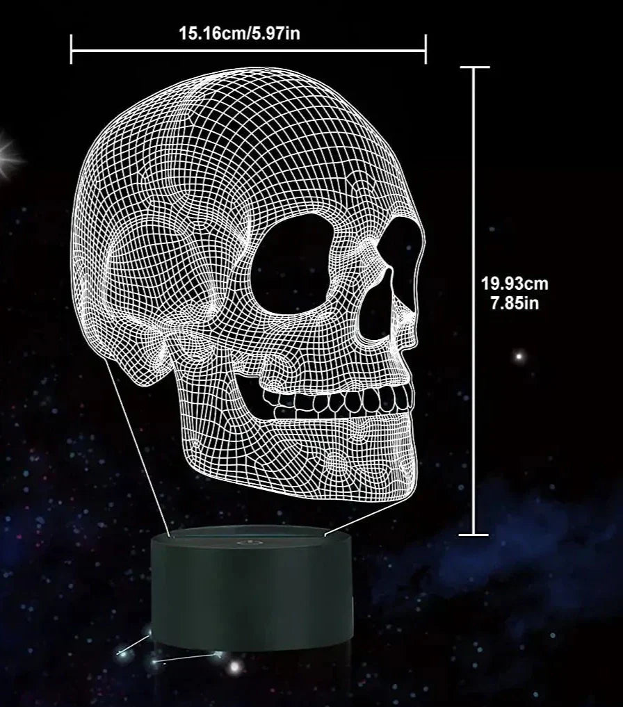 GlowSkull - 3D LED Nattlampa för Barn med Färgändring och Fjärrkontroll Carvallo