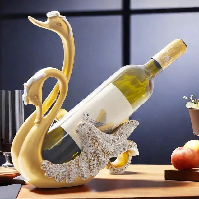 Elegant Swan-vinställ - Konstnärlig flaskhållare för snygg heminredning MILA Sverige
