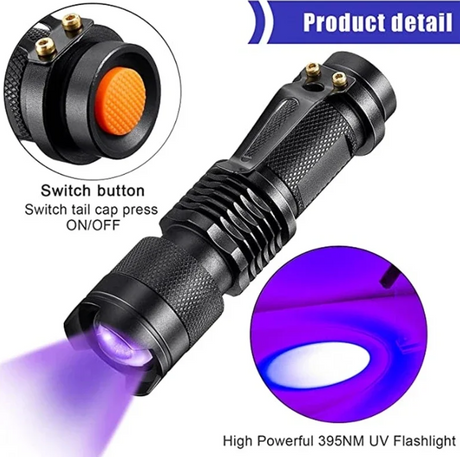 UV-LED-ficklampa – Ultraviolet belysning för fläckdetektering och husdjursurin-detektering Carvallo