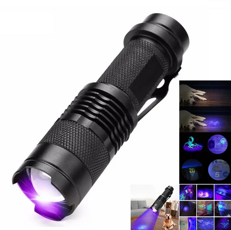 UV-LED-ficklampa – Ultraviolet belysning för fläckdetektering och husdjursurin-detektering Carvallo