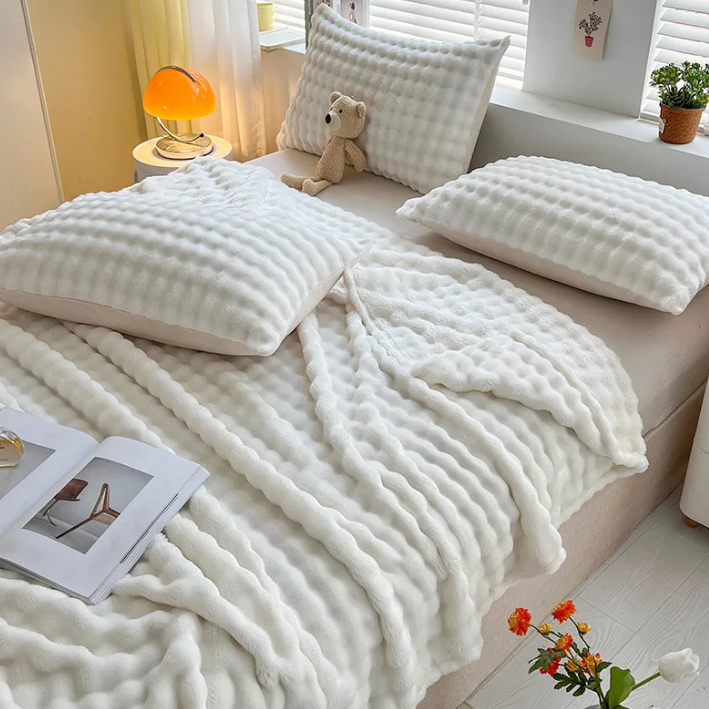 Lyxig fleecefilt med bubbelstruktur Carvallo