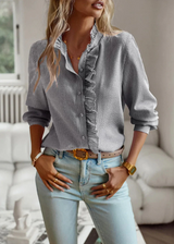 Kvinnor Blus Chic Lätt Material Mångsidig Design-Kvinnors toppar-Bellasverige-Grå-XS-Hemnix