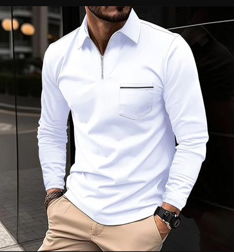 Herr Långärmad Poloskjorta Klassisk Bomull Hemnix