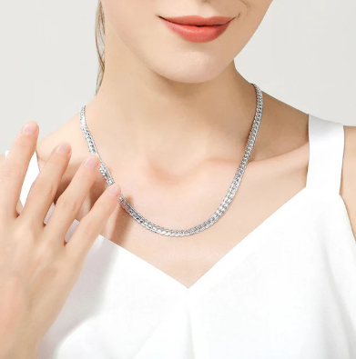 Sterling Silver Platt Kedja Halsband för Kvinnor Carvallo