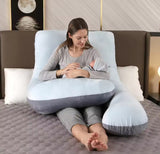 MammaLugn – U-formad Gravidkudde 130×70 cm | Komfort och Stöd för Gravida och Nyblivna Mammor-Pregnancy Pillow-BB-Gråblå-Hemnix