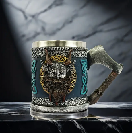 Nordisk krigare keramisk mugg — Robust vikingastil MILA Sverige
