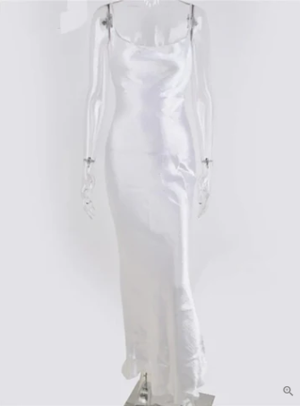 Maxiklänning Dam Ryggfri Satin Klänning Spaghettirem Elegant