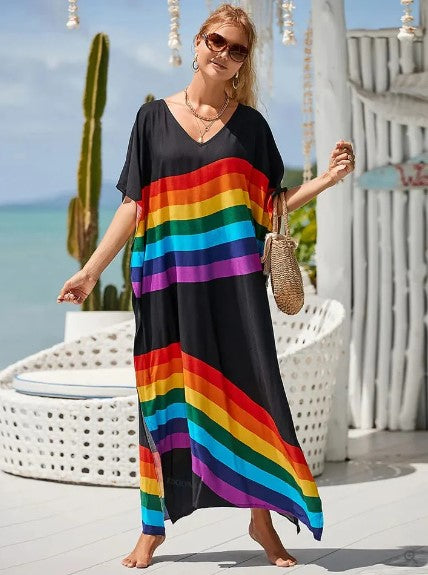 Kvinnors Lång Boho Klänning Grafiskt Regnbåge Polyester