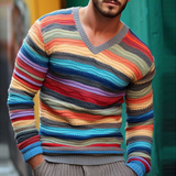 Herr T-shirt Oversized Randig Regnbåge 100% Bomull Bellasverige