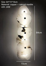 Lyxig naturlig marmor LED-vägglampa med koppardetaljer – modern inomhusvägglampa för sovrum och vardagsrumsinredning Carvallo