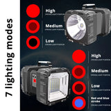 Carvallo Akku-Strålkastare DualonX Pro | 40 W | Dubbel lampa med 7 ljuslägen | Uppladdningsbar & vattentät IP64 | Powerbank-funktion Carvallo