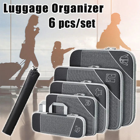 Carvallo Resa-Organizer Set | 6-delad | Komprimerbara resväskor | Vattentäta & Platsbesparande Carvallo