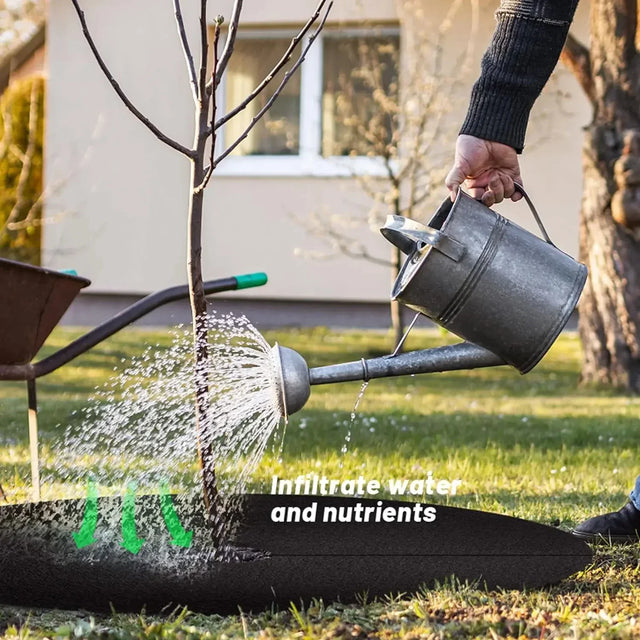 Ogräsväv Baumscheibe – Andningsbar rotskyddsmatta för trädgård och växter Carvallo