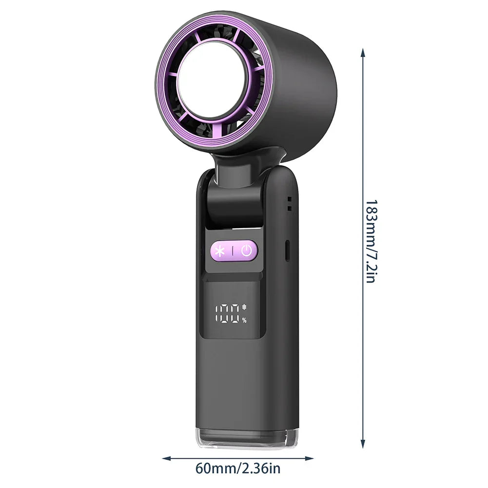 Carvallo Mini Handfläkt | 100 Vindsteg & Digitaldisplay | Fällbar & USB-uppladdningsbar | 4000 mAh batteri Carvallo
