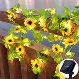 Carvallo-Lichterkedja SoliBlossom | Solrosdekoration med blad | Varmvit | 8 lägen | För trädgård, staket & bröllop Carvallo