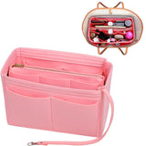 Carvallo Organizer Inlay | Filzinsats med dragkedja | 15 fack & nyckelband | För handväskor & shoppare Carvallo