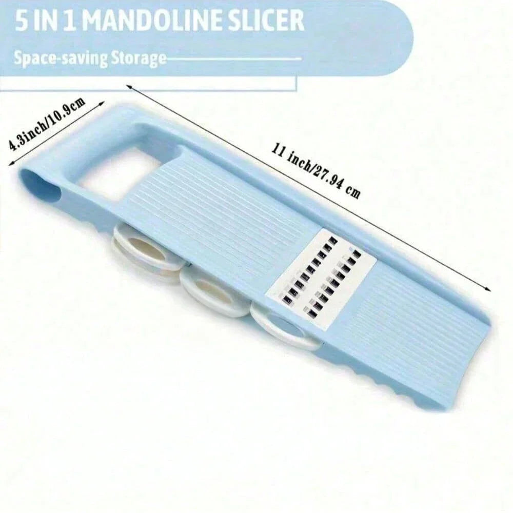 Carvallo 5-i-1 Grönsaksrivare & Rive | Multifunktionell Kökshyvel med Uppsamlingbehållare | Manuell, Säker & Kompakt | För Frukt, Potatis & mer Carvallo