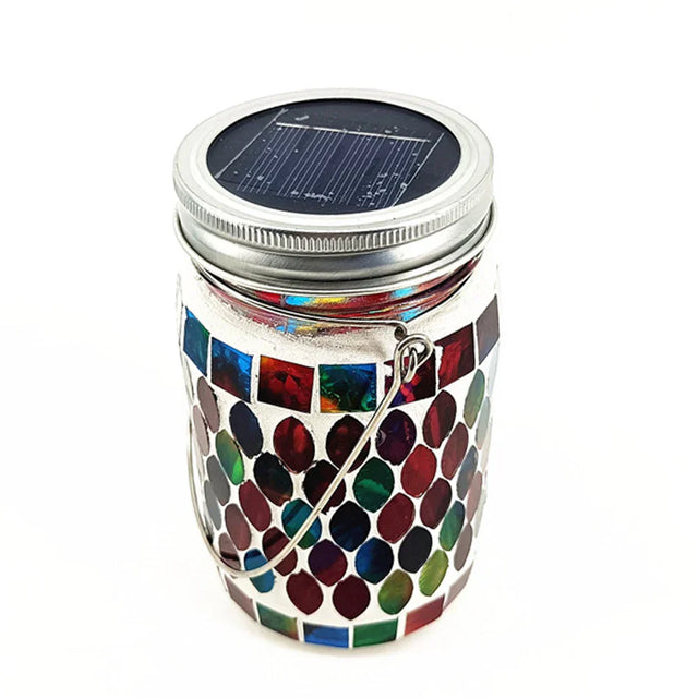 Carvallo LumoMosa Solarlaterne Mosaik LED | Hänglampa för trädgård och terrass | Vattentålig & Bärbar | 13 cm Hög Carvallo