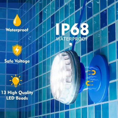 Carvallo-Poolbelysning AquaGlow Fjärrkontroll | IP68 Undervattens-LED med fjärrkontroll | 16 färger & timerfunktion | För ovanmark- & inbyggda pooler Carvallo