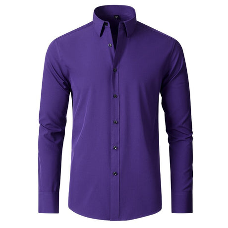 Modern Stretch Långärmad Skjorta-Clothes for Men-Hemnix-Violett-38-Hemnix