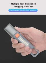 Carvallo LED ficklampa | USB-C uppladdningsbar | Superljus med COB-läge & krok | Zoombar & vattentät Carvallo