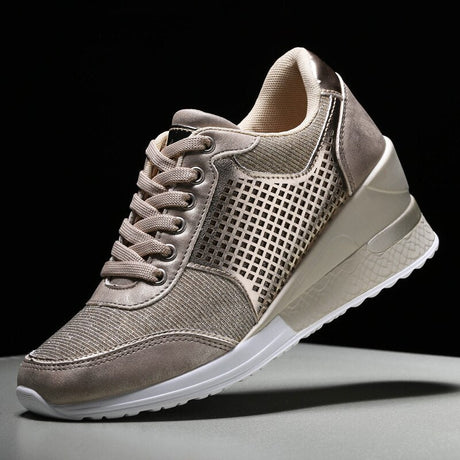 Women's Lace-Up Wedge Sneakers-Shoes for Men-Hemnix-Guld-35-Hemnix