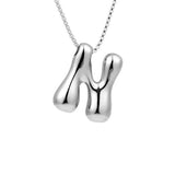 Royelux A-Z Ballong Bubbel Bokstav Hänge Halsband – Silver Chunky Initial Smycken Carvallo