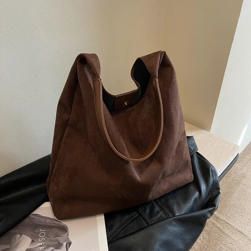 Skulderväska Faux Suede Mjuk Tote för Kvinnor Carvallo
