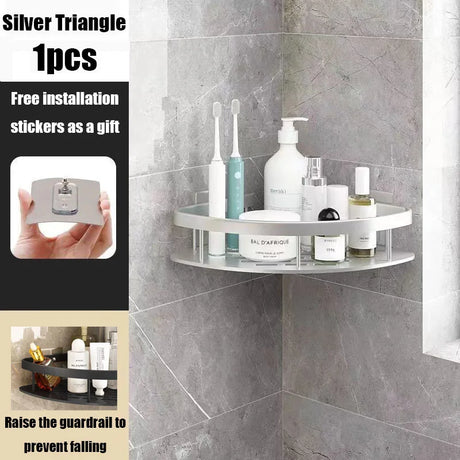 Carvallo Pro | Hörnduschhylla utan borrning | Aluminium | Rostfritt & Hållbart | Badrregal i Svart, Vitt, Silver eller Svart-Guld Carvallo