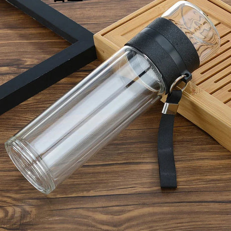 Royelux Glass Tea Infuser Bottle – 450ml Dubbelväggad Tumbler för Löst Te & K herbalte Carvallo