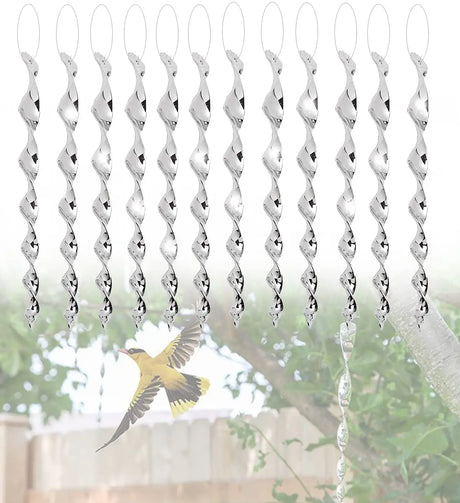 Carvallo-Drehstäbe BirdGuard Reflect 12-pack | 30 cm | Reflekterande trädgårdsdekoration | Skrämmer bort fåglar & skyddar frukt, grönsaker & rabatter Carvallo