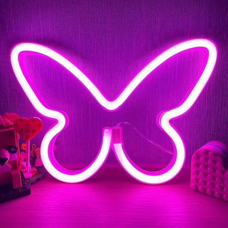 GlowWings - LED Fjärilslampa, Färgglad Neon Dekoration för Barnrum och Sovrum Carvallo