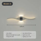 Modern LED Vägglampa med Fjärrkontroll – Dubbel Kurva Design i Svart och Guld för Stilfull Inomhus Väggbelysning Carvallo