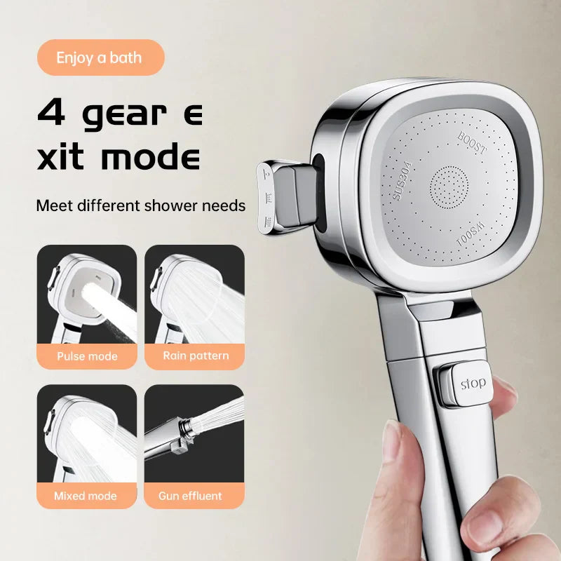 Carvallo AquaJet Flow | 3 stråltyper | Vattensparande & tryckförstärkande | Handdusch i silver Carvallo