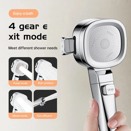 Carvallo AquaJet Flow | 3 stråltyper | Vattensparande & tryckförstärkande | Handdusch i silver Carvallo