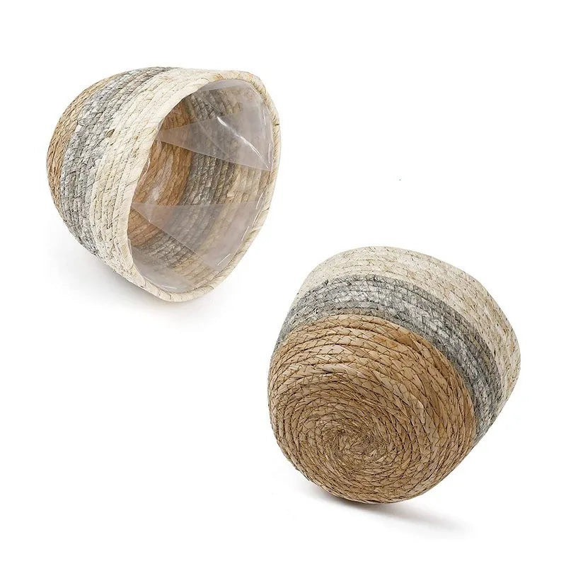 Carvallo LeafBasket växtkorg av naturfiber | Handflätad & Robust | För golv & Bord | Boho Dekor för Hemma & Kontor Carvallo