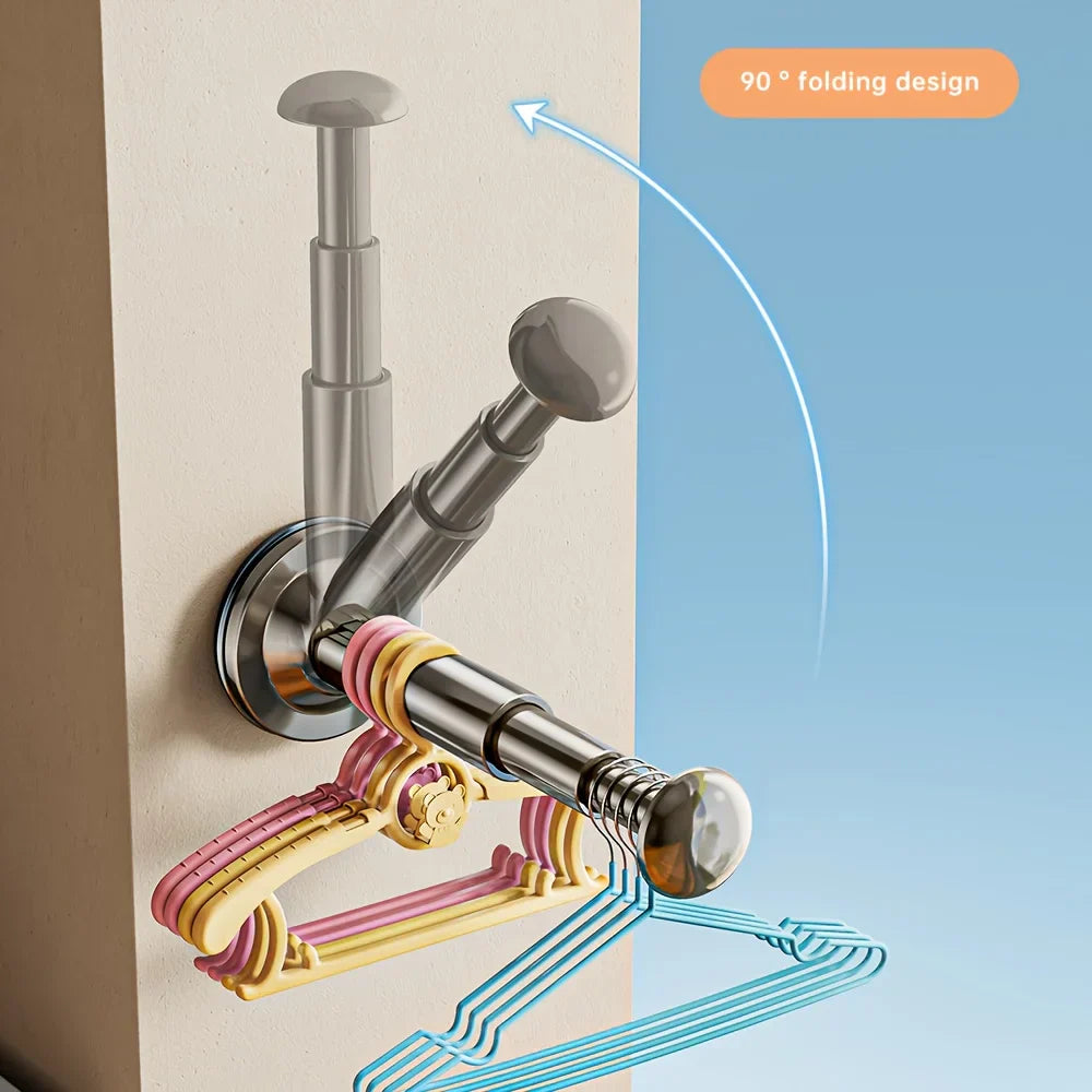 Carvallo FlexiHang | Teleskopfäste med sugkopp | Justerbar & borrfri | För badrum, hall & tvättstuga Carvallo