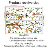 Carvallo Vägdekal Set Fågel & Blad i Vintage-stil | 3D-effekt | 4-delad | PVC | 25x35 cm per ark Carvallo