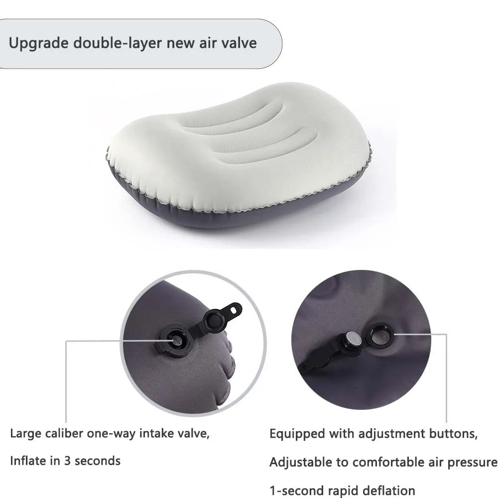 Carvallo Uppblåsbart Utomhus kudd | Komprimerbar & Fällbar | Nackstöd för Camping, Vandring & Resor Carvallo