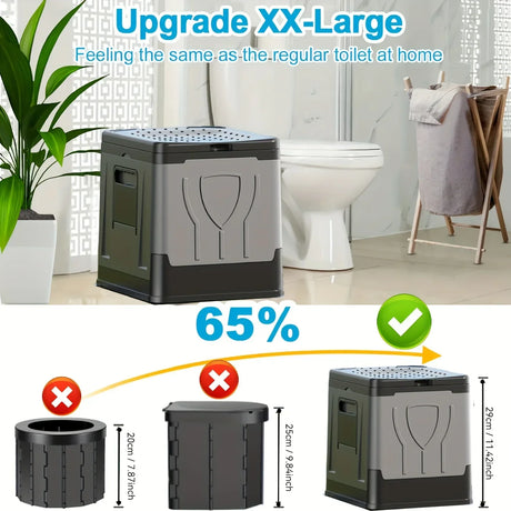 Carvallo Campingtoalett Camploo XL | Bärbar med lock | Extra Stor & Stabil | För Utomhus, Resa & Båt Carvallo