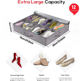 Carvallo Skoförvaringslåda | Underbäddsförvaring för 12 par | Fällbar & Dammtät | Med fönster Carvallo