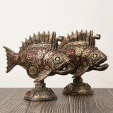 Steampunk Gearfish Sculpture – Invecklad metallkonst med industriell charm MILA Sverige