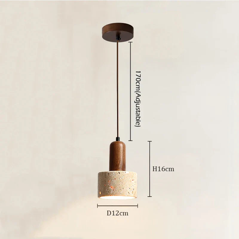Wabi Sabi Pendellampa – Gul Marmor Belysning för Kök Ö och Matrum, Sladdpendel Design, Hållbart Travertinmaterial Carvallo