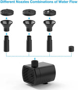 Carvallo-Springbrunnen AquaViva 9W | DIY-set med munstycken & vattenslang | För fågelbad, damm & trädgård | 180 L/h pumpkapacitet Carvallo