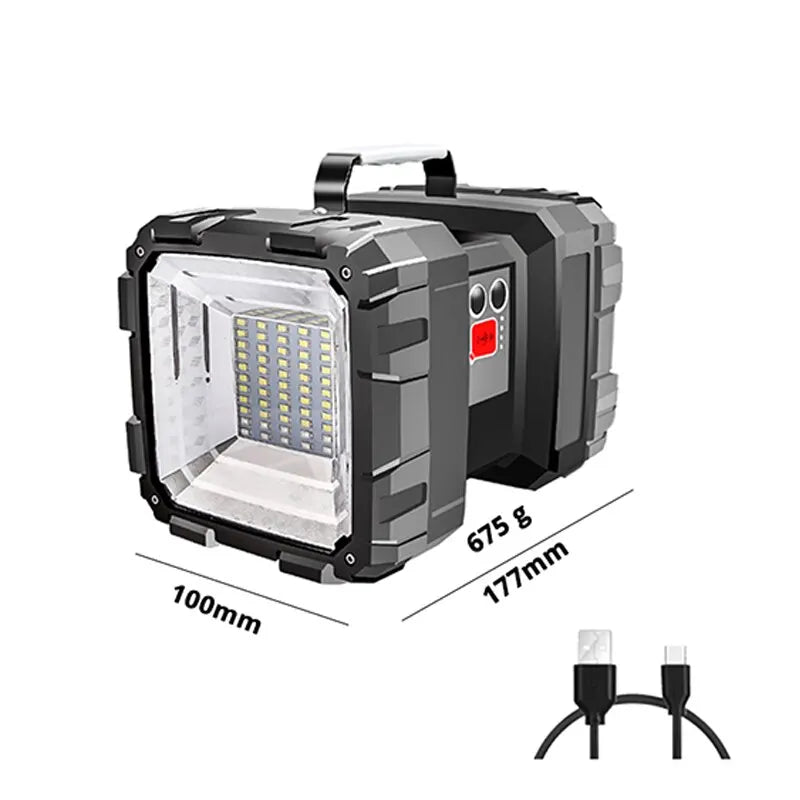 Carvallo Akku-Strålkastare DualonX Pro | 40 W | Dubbel lampa med 7 ljuslägen | Uppladdningsbar & vattentät IP64 | Powerbank-funktion Carvallo