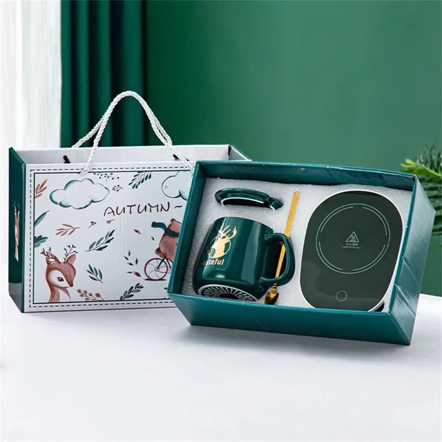 Innovativt set med uppvärmda muggar – Keramisk kopp med Smart Warming Coaster MILA Sverige